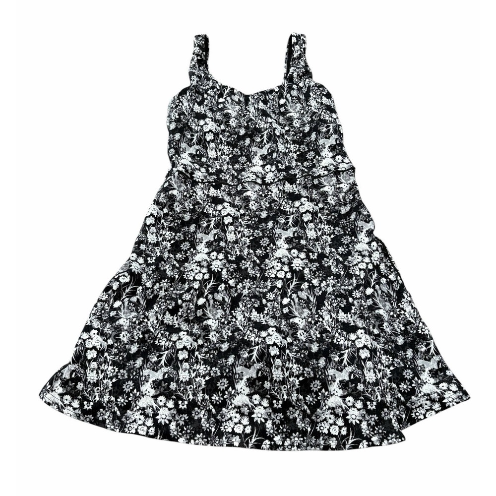 OFFLINE Aerie Womens Skort Dress Shelf Bra Black White Floral Small Activewear